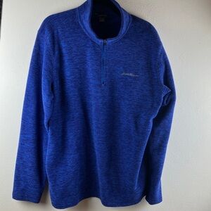 Eddie Bauer Size 1XLT Blue Textured Quarter-Zip Pullover Fleece